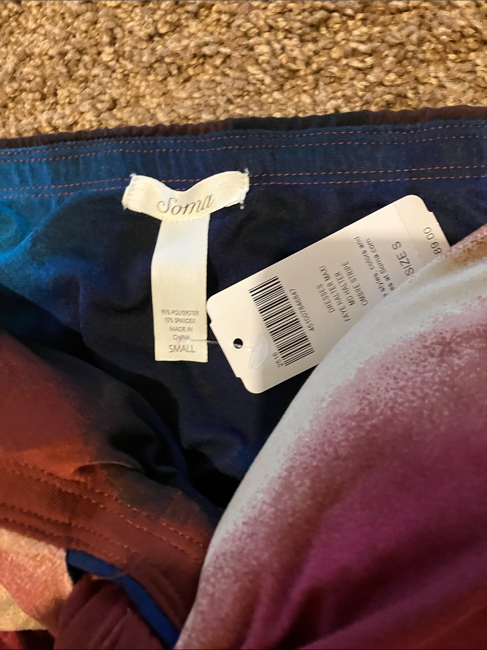 SOMA. Multicolor Strapless Dress in Teal, Rust, Pink & Navy. Size S. Sexy. NWT - Picture 2 of 8